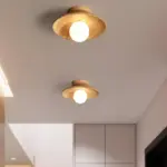 Elegant Wooden Ceiling Light 1 Light Mini Semi Flush Mount Hallway Lamp tag1