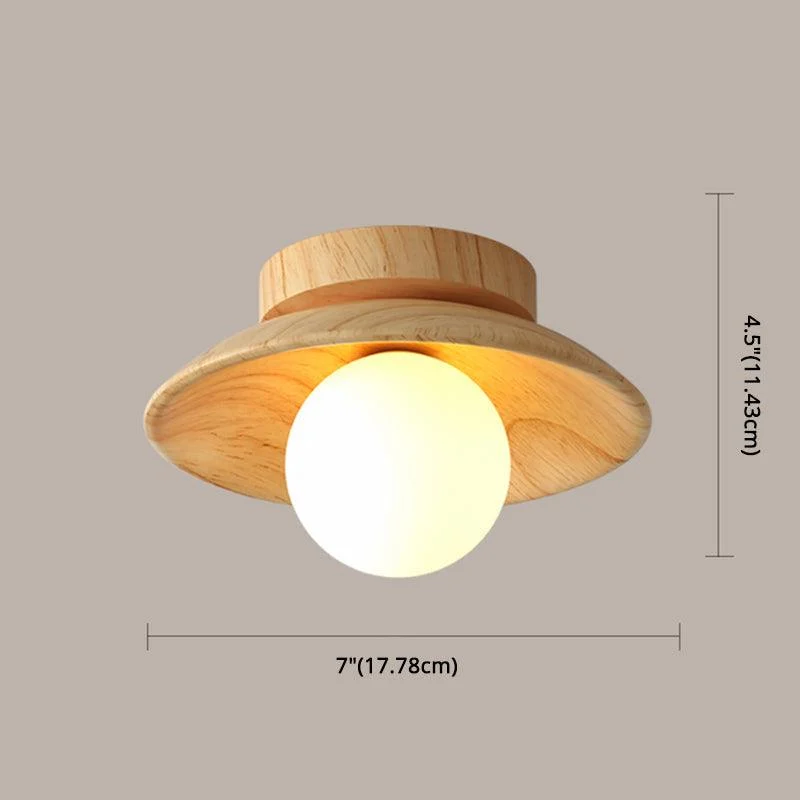 Elegant Wooden Ceiling Light 1-Light Mini Semi-Flush Mount Hallway Lamp -  - #tag1#