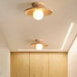 Elegant Wooden Ceiling Light 1 Light Mini Semi Flush Mount Hallway Lamp tag1
