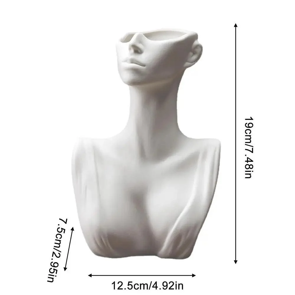 Elegant white face pattern vase | Ceramic vase perfect for flowers or plumes -  - #tag1#