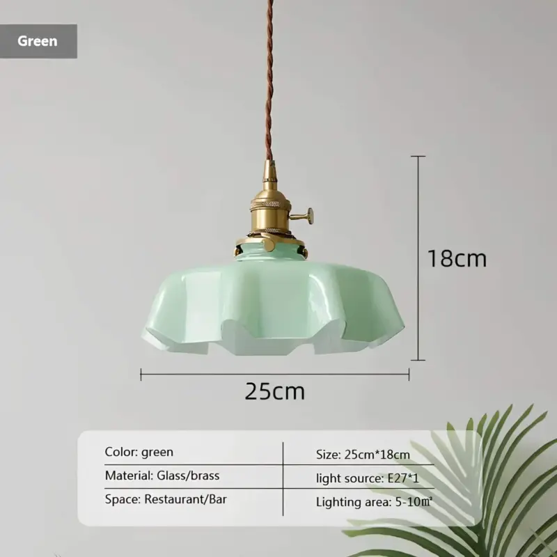 EleganzLicht Messing Hangelampe mit klassischem Design gruen