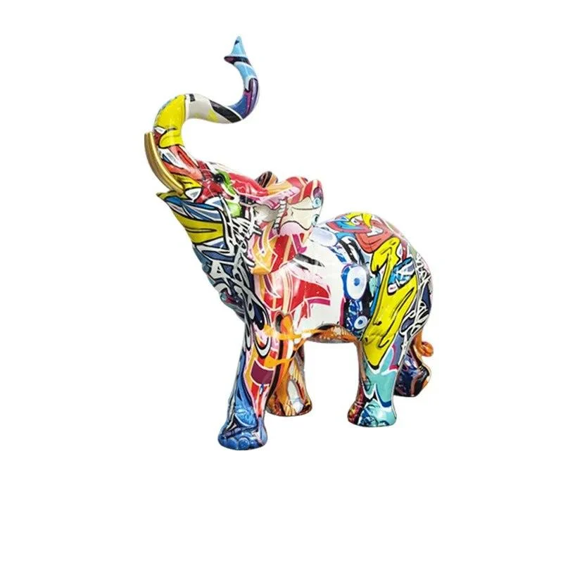 Elephant Modern Art Colorful Sculptures and Statues Resin Crafts Home Decor -