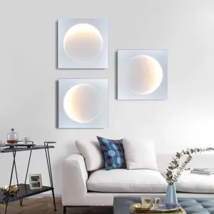 Elif - Modern LED Wall Lamp Square Moon Indoor, White, Metal