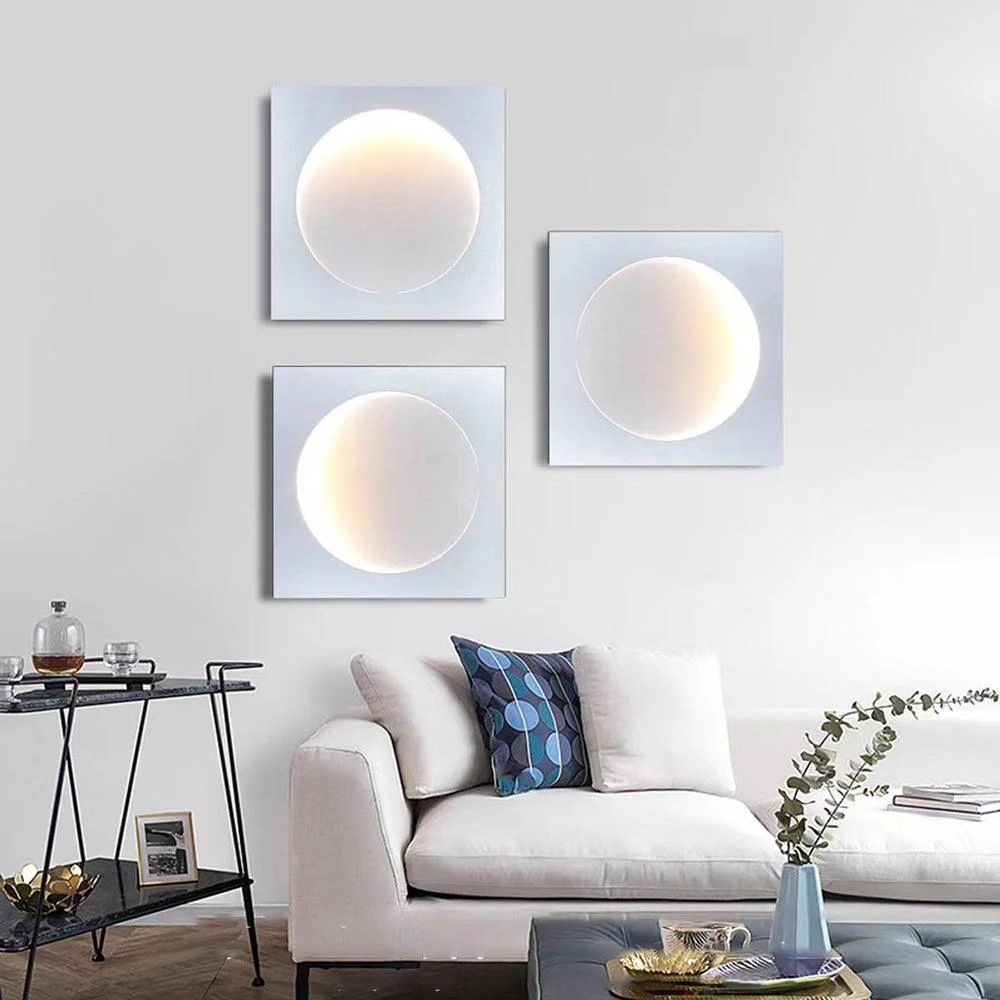 Elif - Modern LED Wall Lamp Square Moon Indoor, White, Metal -  - #tag1#