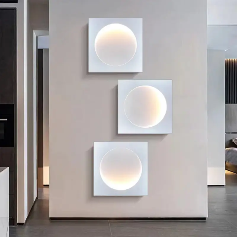 Elif Modern LED Wall Lamp Square Moon Indoor White Metal tag1