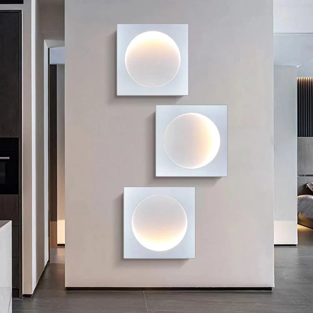 Elif - Modern LED Wall Lamp Square Moon Indoor, White, Metal -  - #tag1#