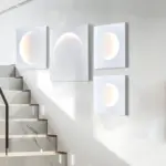 Elif Modern LED Wall Lamp Square Moon Indoor White Metal tag1