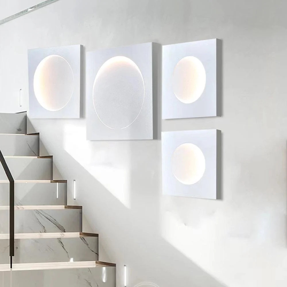 Elif - Modern LED Wall Lamp Square Moon Indoor, White, Metal -  - #tag1#
