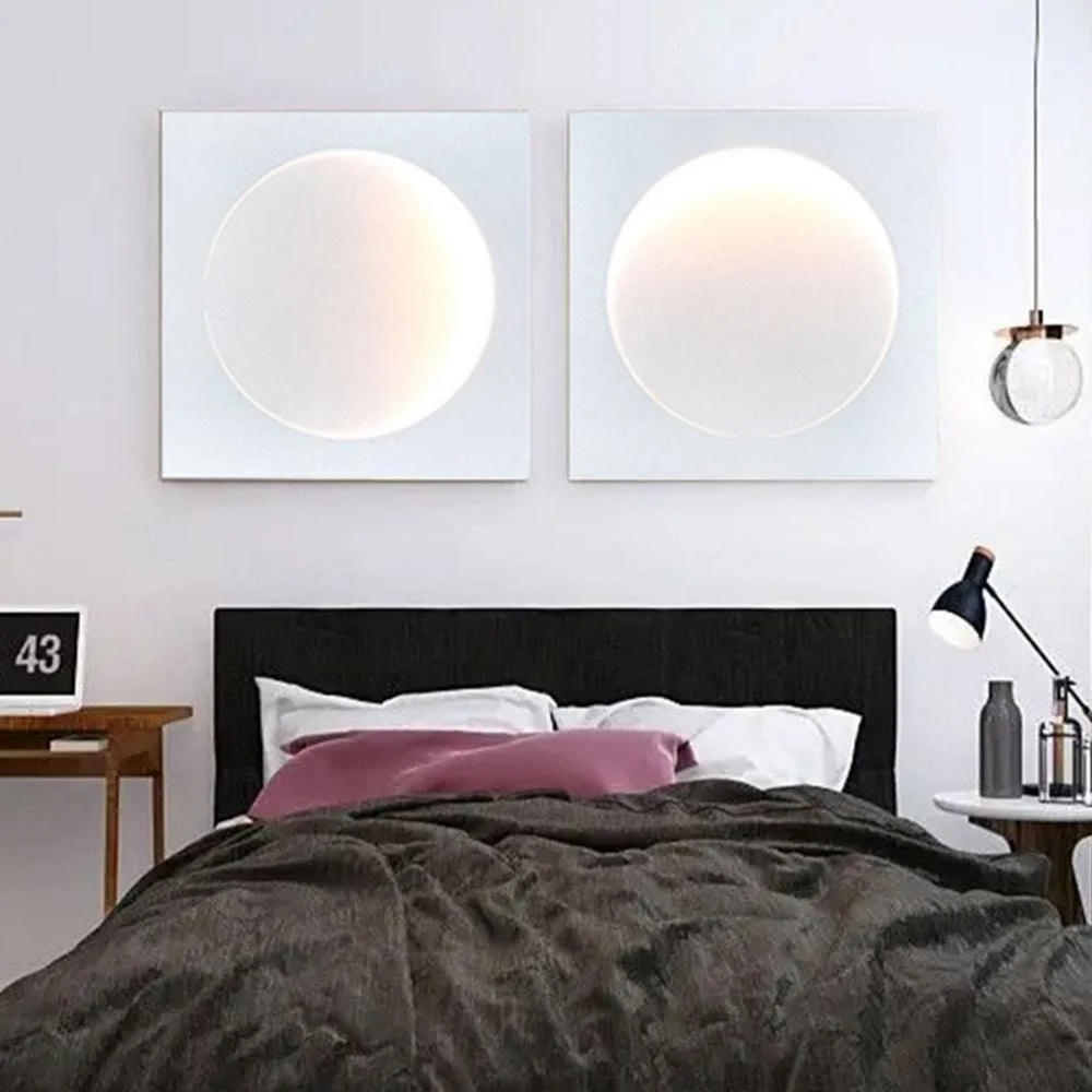 Elif - Modern LED Wall Lamp Square Moon Indoor, White, Metal -  - #tag1#