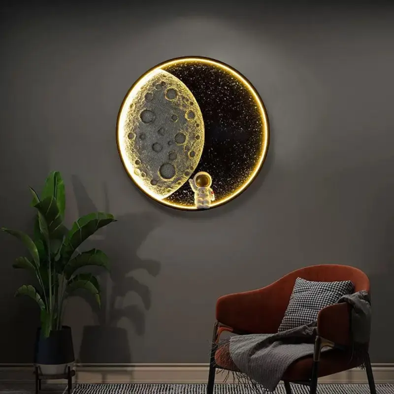 Elif Modern Astronaut Moon LED Wall Lamp Bedroom Children s Room Indoor Metal Dimmable tag1