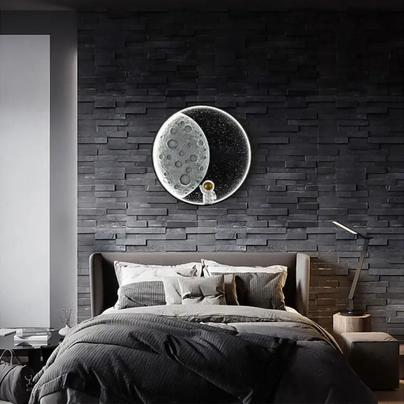 Elif Modern Astronaut Moon LED Wall Lamp Bedroom Children s Room Indoor Metal Dimmable tag1