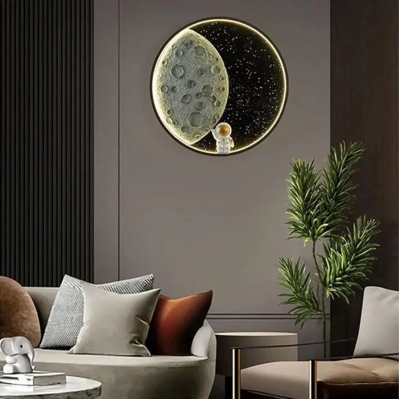 Elif Modern Astronaut Moon LED Wall Lamp Bedroom Children s Room Indoor Metal Dimmable tag1