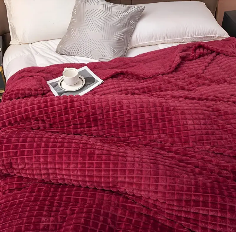 EliteWave Plaid Ultra plush Structured Coral Fleece Blanket tag1