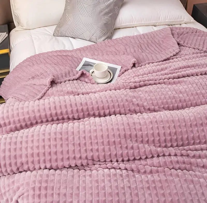 EliteWave Plaid Ultra plush Structured Coral Fleece Blanket tag1