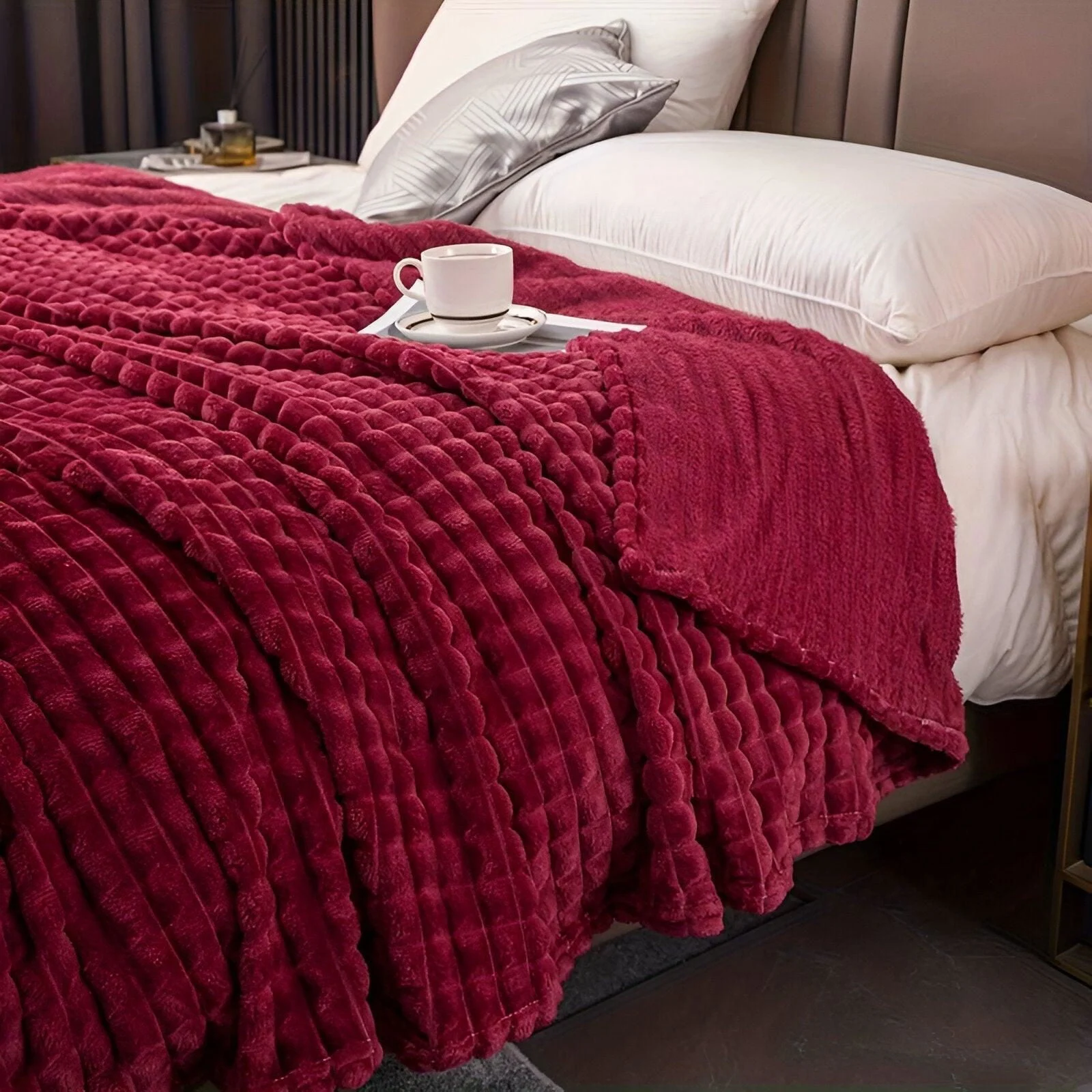 EliteWave Plaid - Ultra plush Structured Coral Fleece Blanket -  - #tag1#