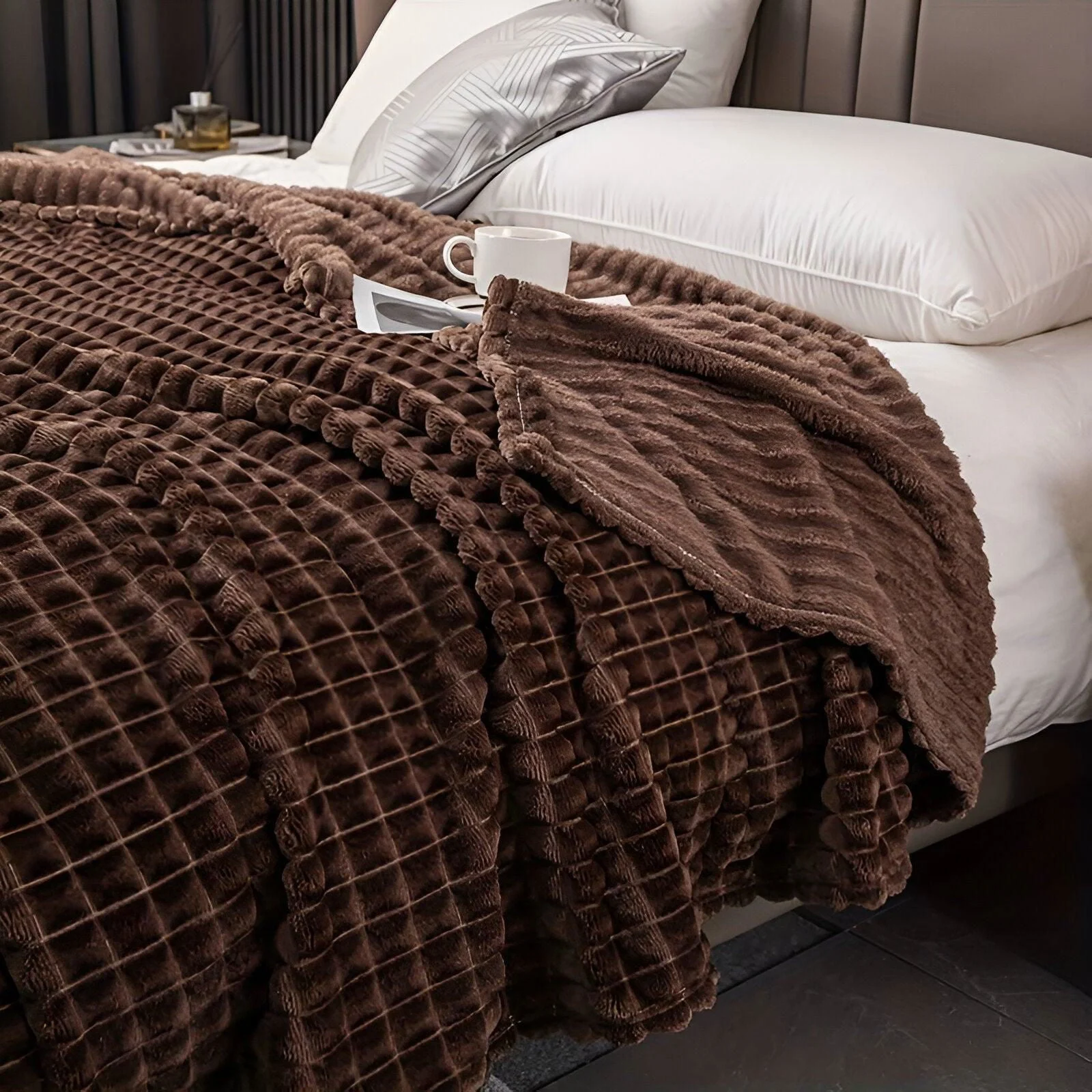EliteWave Plaid - Ultra plush Structured Coral Fleece Blanket -  - #tag1#