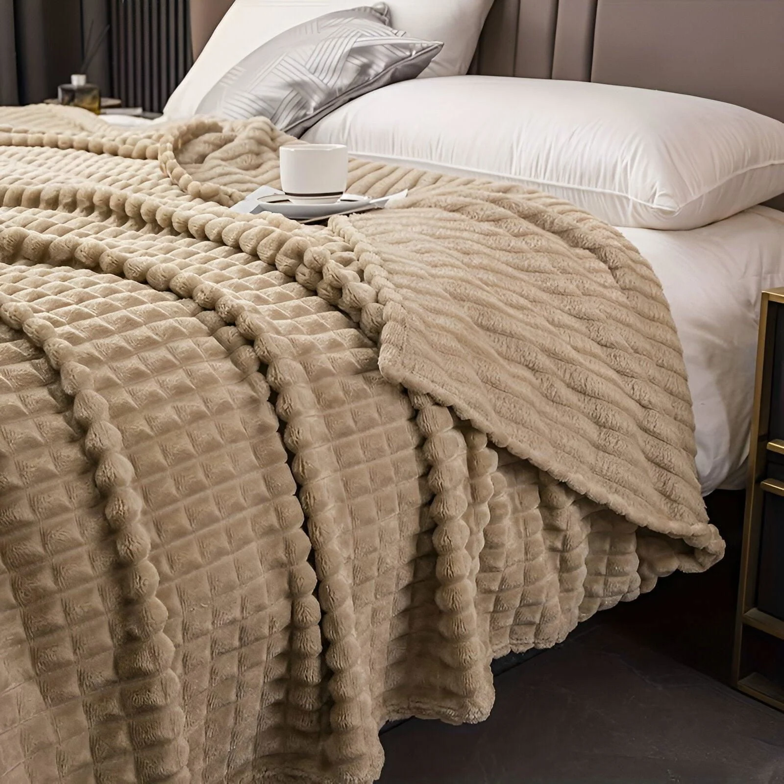 EliteWave Plaid - Ultra plush Structured Coral Fleece Blanket -  - #tag1#