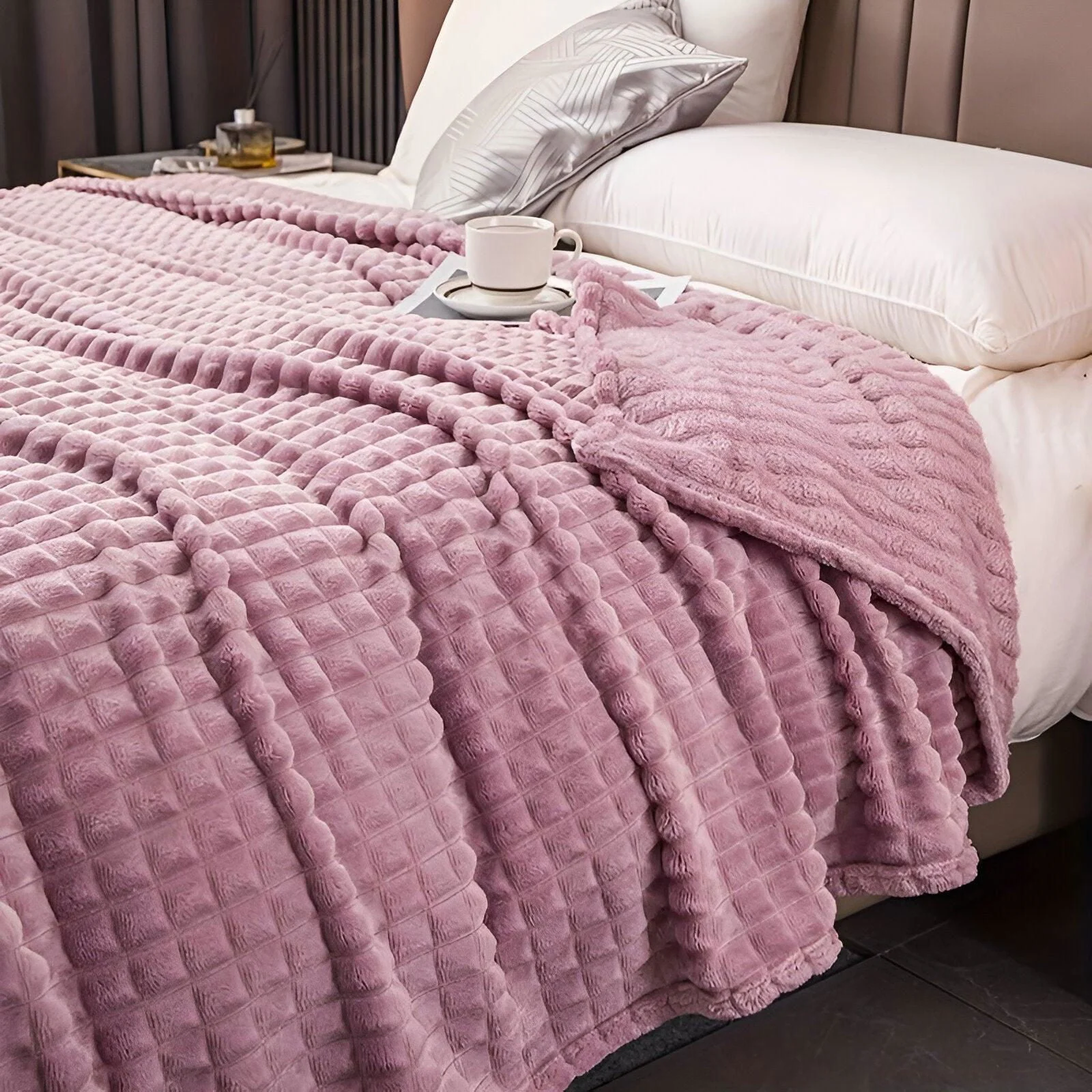 EliteWave Plaid - Ultra plush Structured Coral Fleece Blanket -  - #tag1#