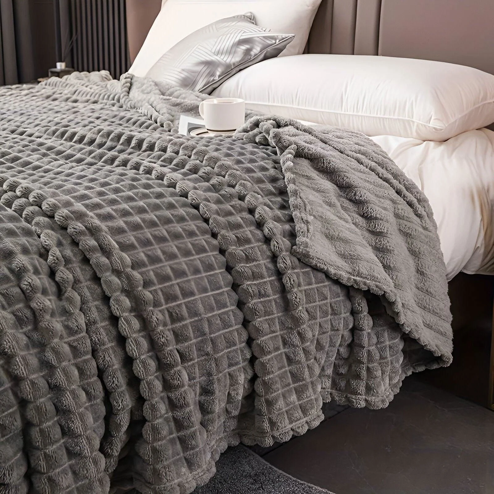 EliteWave Plaid - Ultra plush Structured Coral Fleece Blanket -  - #tag1#