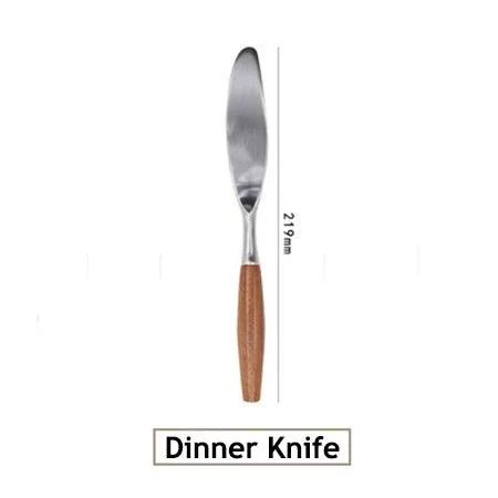 Elite Elegance: 304 Stainless Steel Cutlery Set with Wooden Handles -