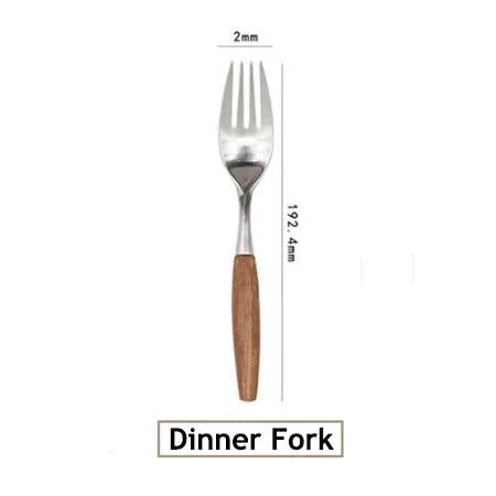 Elite Elegance: 304 Stainless Steel Cutlery Set with Wooden Handles -