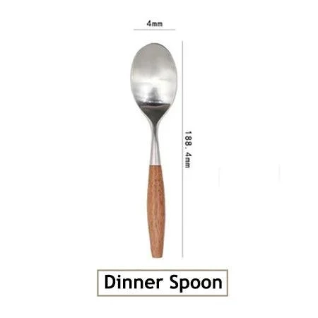 Elite Elegance: 304 Stainless Steel Cutlery Set with Wooden Handles -