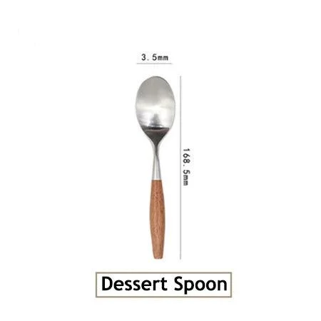 Elite Elegance: 304 Stainless Steel Cutlery Set with Wooden Handles -