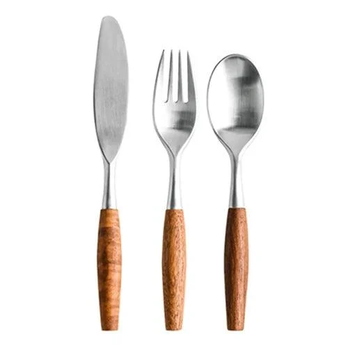 Elite Elegance: 304 Stainless Steel Cutlery Set with Wooden Handles -