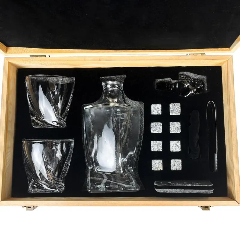 Elite Whiskey Decanter Set Luxury Carafe and Glasses with Whiskey Stones tag1