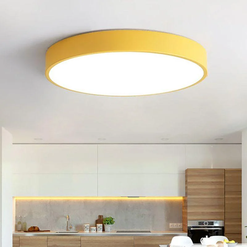 Elysia Modern Round LED Ceiling Lamp Pink Gray Metal Living Room -  - #tag1#