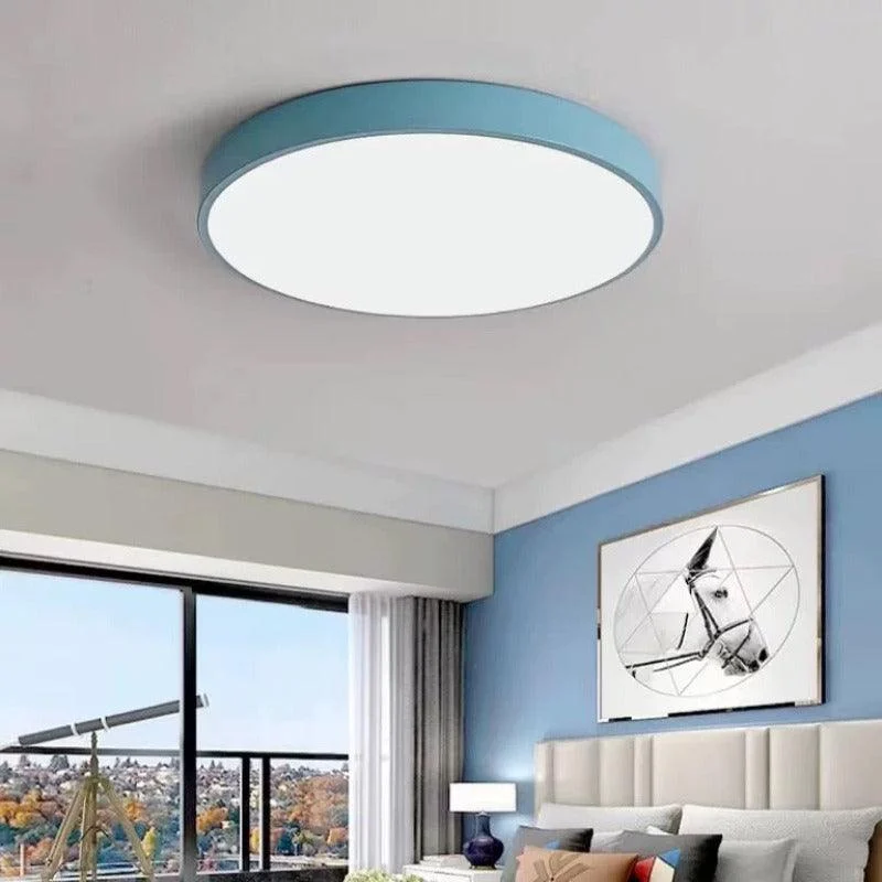 Elysia Modern Round LED Ceiling Lamp Pink Gray Metal Living Room -  - #tag1#