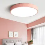 Elysia Modern Round LED Ceiling Lamp Pink Gray Metal Living Room tag1
