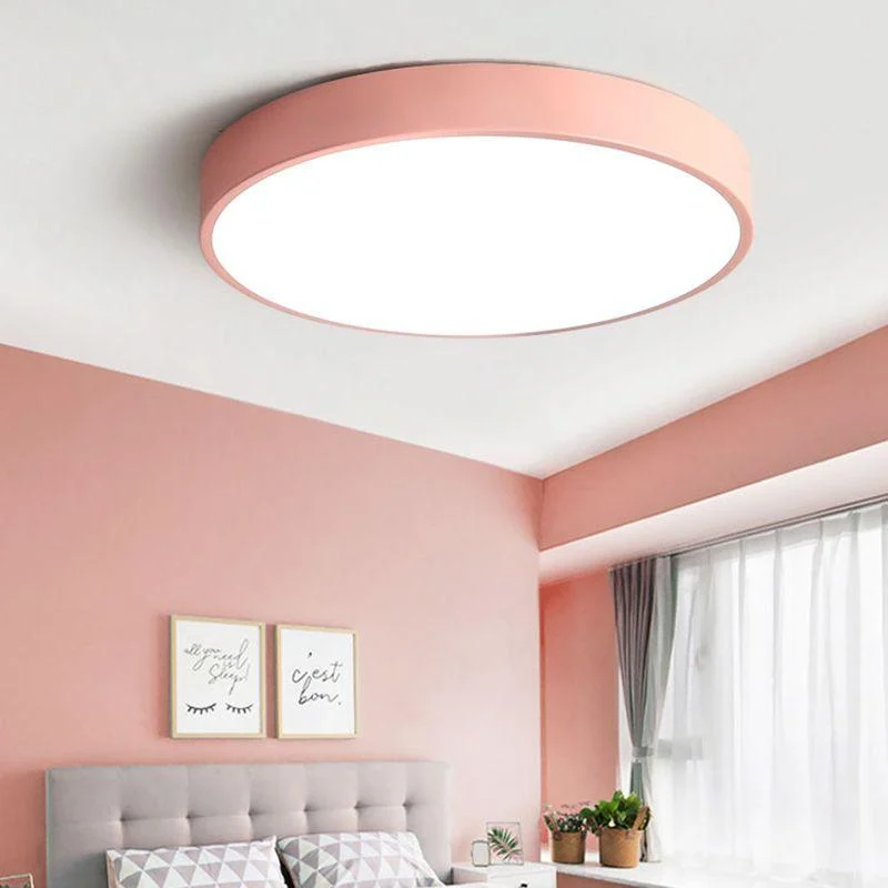 Elysia Modern Round LED Ceiling Lamp Pink Gray Metal Living Room -  - #tag1#