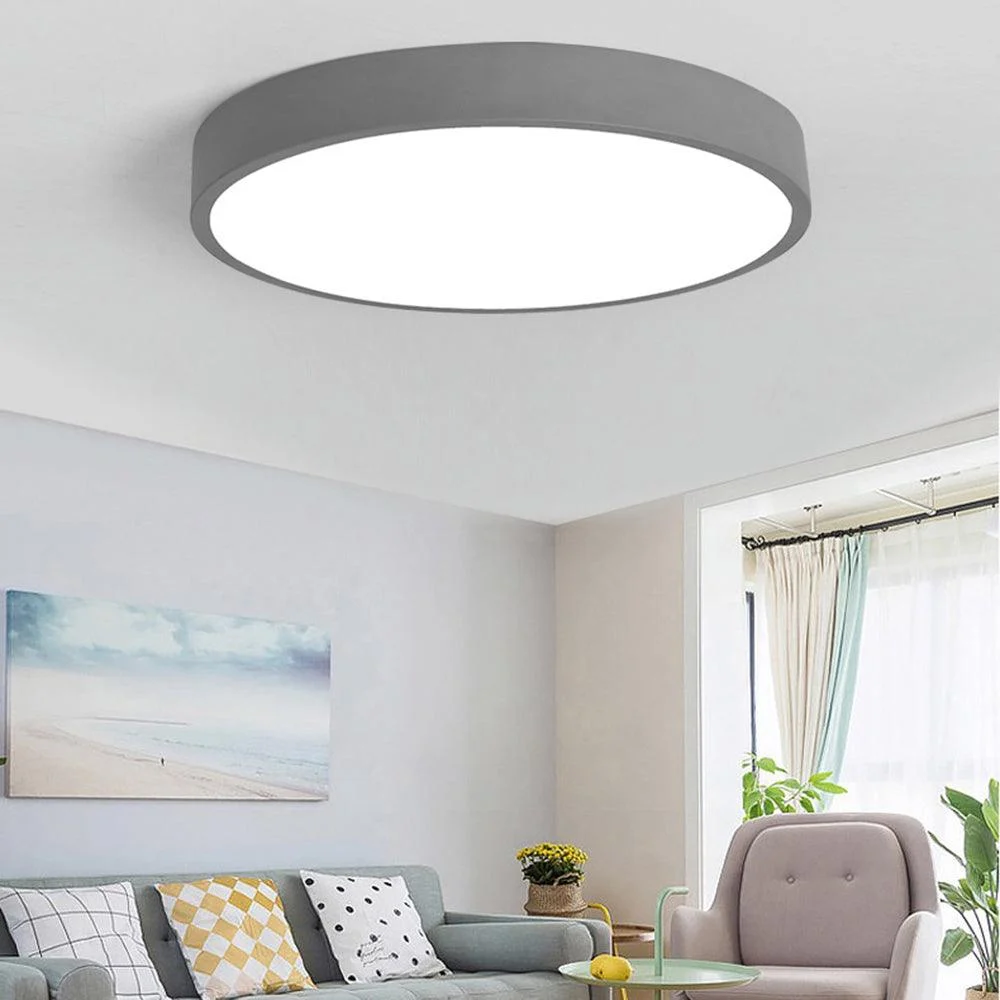 Elysia Modern Round LED Ceiling Lamp Pink Gray Metal Living Room -  - #tag1#
