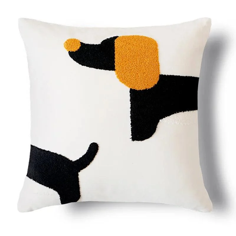 Embroidered Dachshund Cushion Cover -