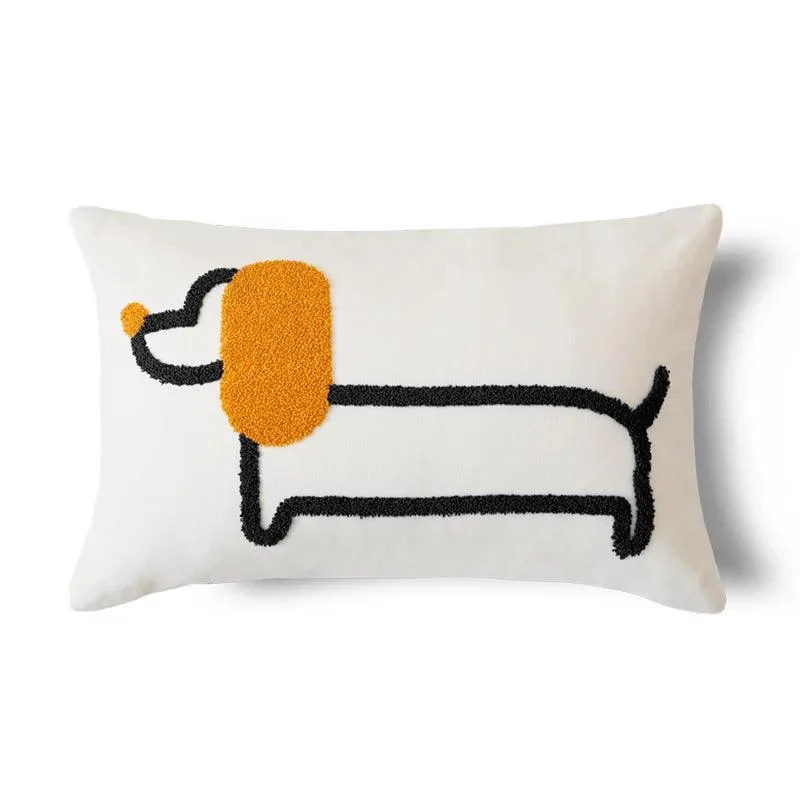 Embroidered Dachshund Cushion Cover -