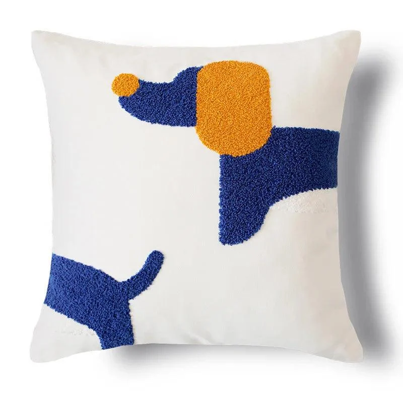 Embroidered Dachshund Cushion Cover -