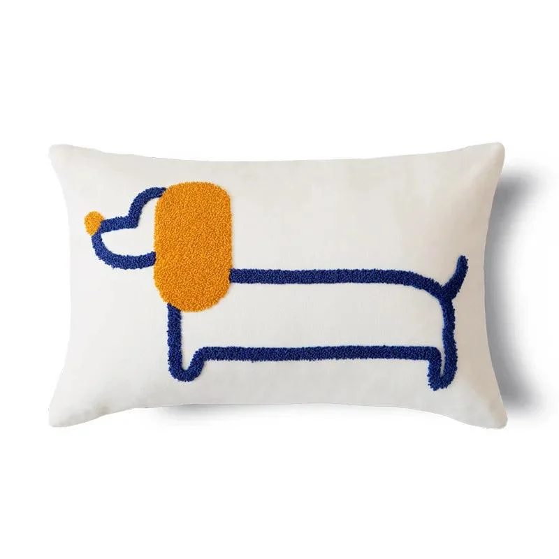 Embroidered Dachshund Cushion Cover -