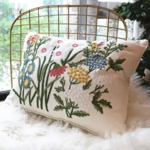 Embroidered Pillow Cover
