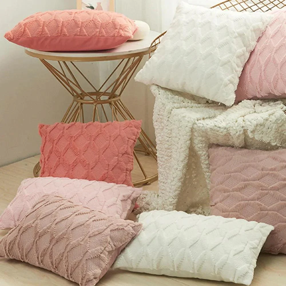 Embroidery Flush Block Diamond Cushion Cover -  - #tag1#