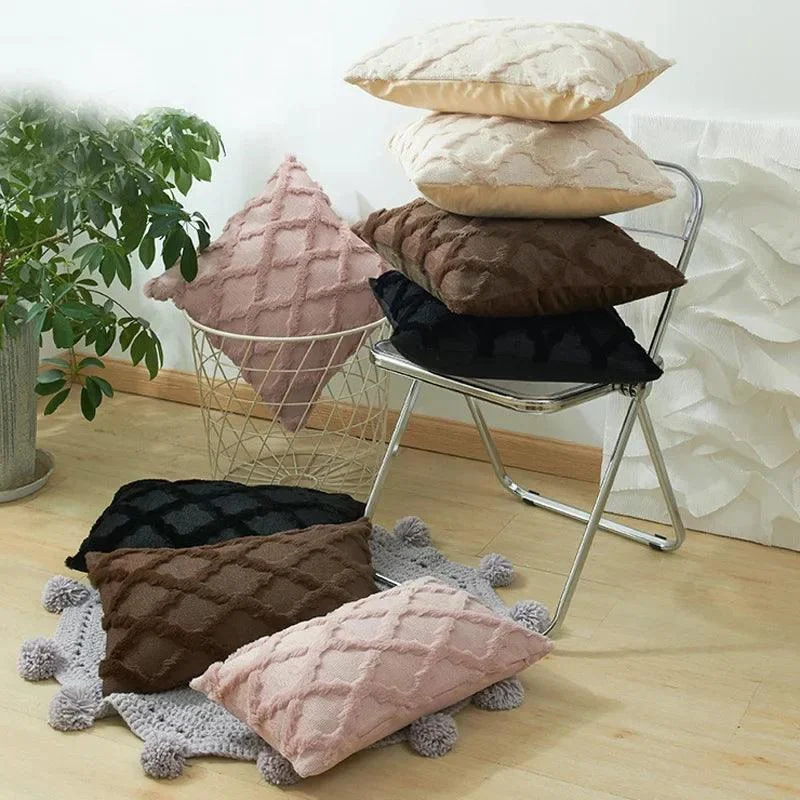 Embroidery Flush Block Diamond Cushion Cover -  - #tag1#