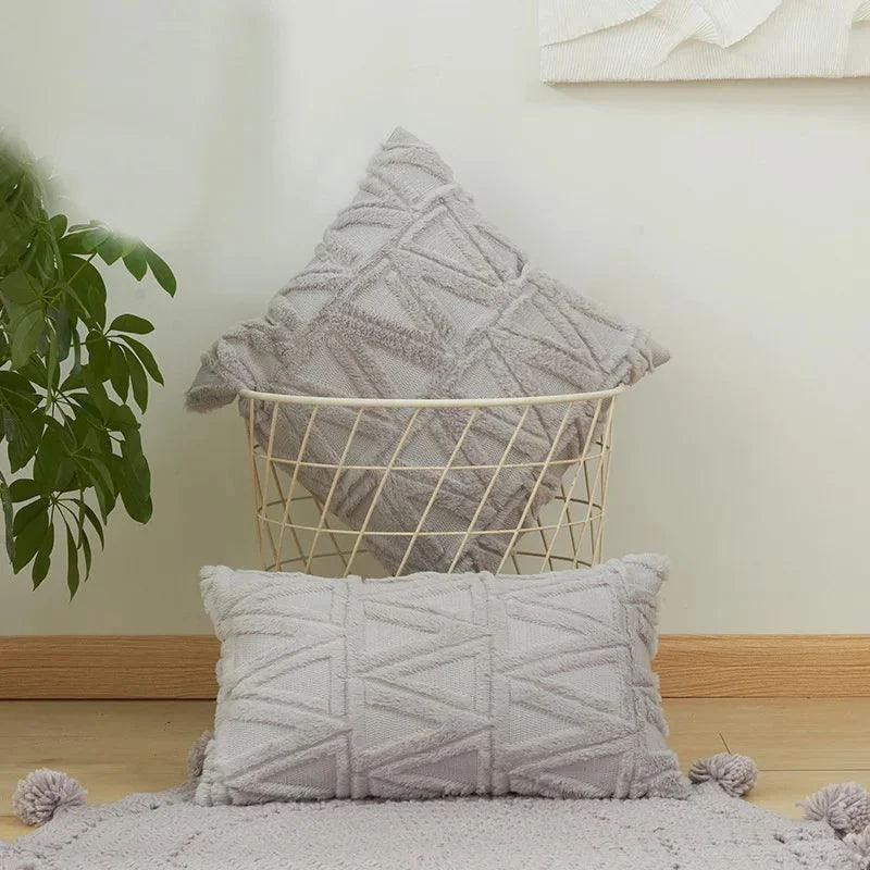 Embroidery Flush Block Diamond Cushion Cover -  - #tag1#