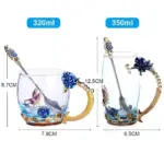 Enamel Rose Glass Tea Cup Set With Spoon tag1