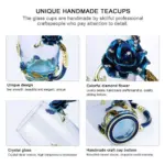 Enamel Rose Glass Tea Cup Set With Spoon tag1