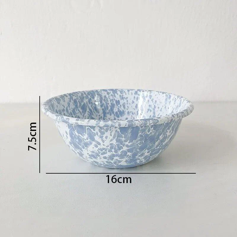 Enamel Splash Ink Print Plate + Bowl Dinner Set -  - #tag1#