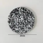 Enamel Splash Ink Print Plate Bowl Dinner Set tag1