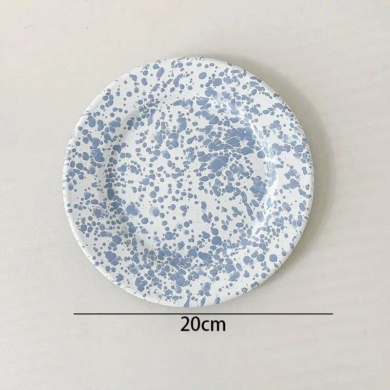 Enamel Splash Ink Print Plate + Bowl Dinner Set -  - #tag1#
