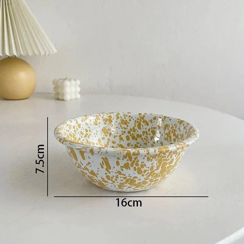 Enamel Splash Ink Print Plate + Bowl Dinner Set -  - #tag1#