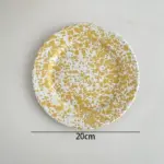 Enamel Splash Ink Print Plate Bowl Dinner Set tag1