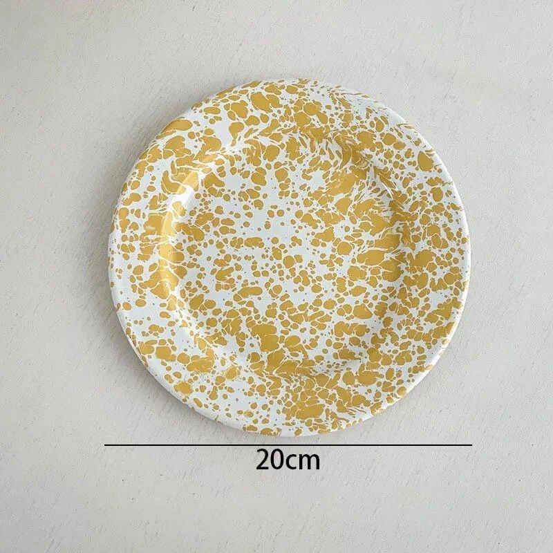 Enamel Splash Ink Print Plate + Bowl Dinner Set -  - #tag1#